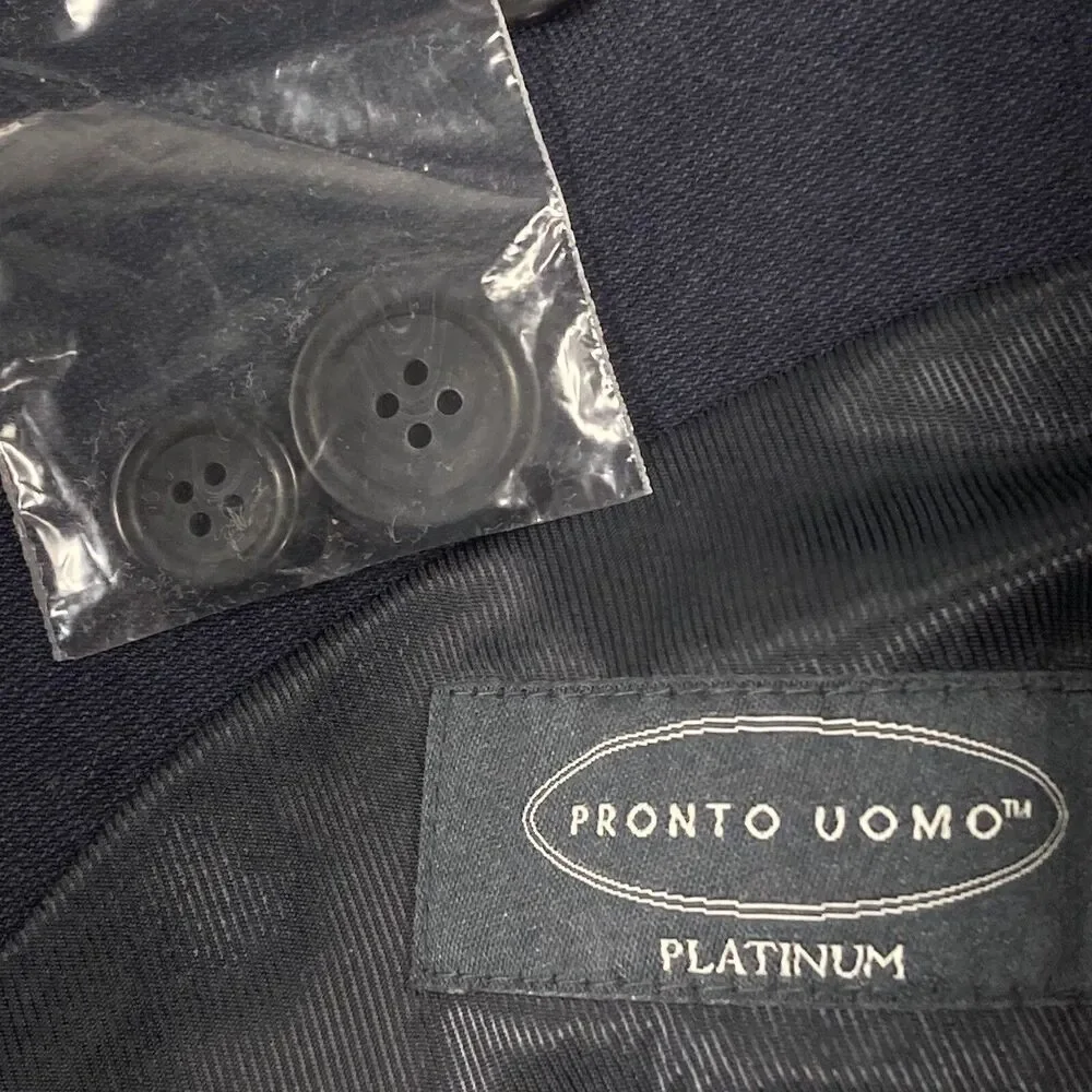 Pronto Uomo Platinum Blazer Wool Navy Blue 48 50 L Executive Fit 2 Vent Preppy